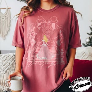Once Upon A Dream Shirt, Vintage Disney Sleeping Beauty T-Shirt, Princess Aurora Coquette Tee, Pink Disney Princess Shirt, Disney Trip Shirt Crimson-Comfort