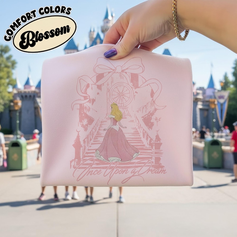 Once Upon A Dream Shirt, Vintage Disney Sleeping Beauty T-Shirt, Princess Aurora Coquette Tee, Pink Disney Princess Shirt, Disney Trip Shirt Blossom-Comfort