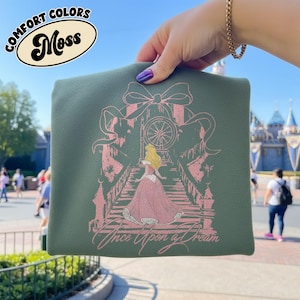 Once Upon A Dream Shirt, Vintage Disney Sleeping Beauty T-Shirt, Princess Aurora Coquette Tee, Pink Disney Princess Shirt, Disney Trip Shirt Moss-Comfort