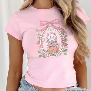 Camiseta de bebé de Los Aristogatos de Disney con lazo Coquette, camiseta de gatos de Marie Toulouse Berlioz, camiseta de gatos de Disney, Animal Kingdom, camiseta de viaje de Disney para niñas