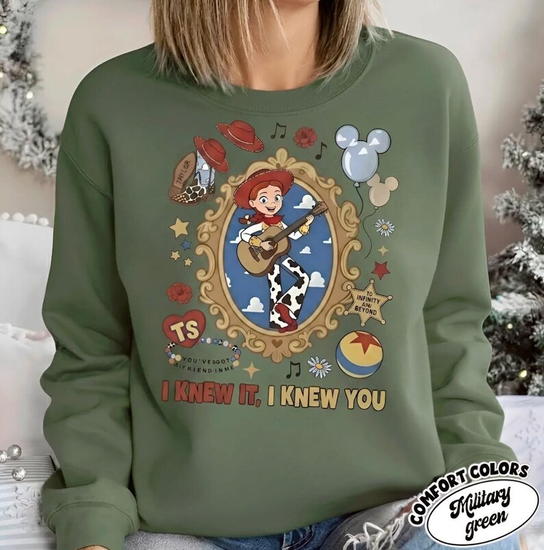 I Knew It I Knew You Tee, Vintage Jessie Cowboy Shirt, Retro Pixar Toy Story 5 Comfort Colors Shirt, Toy Story 5 Muscial Tee Military green