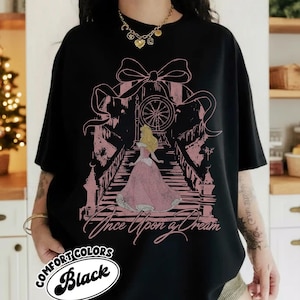 Once Upon A Dream Shirt, Vintage Disney Sleeping Beauty T-Shirt, Princess Aurora Coquette Tee, Pink Disney Princess Shirt, Disney Trip Shirt Black