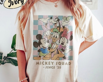 Camiseta retro de Mickey, camiseta de Mickey & Co. 1928 con colores cómodos, camiseta familiar de Mickey y sus amigos, camiseta de viaje a Disneyland, camiseta de Walt Disneyworld