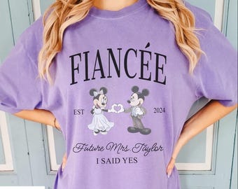 Custom Future Mrs Shirt, Disney Fiancée Shirt, Mickey and Minnie Engagement Shirt, Newly Engaged Shirt, Mr Mrs Disneyland Shirt