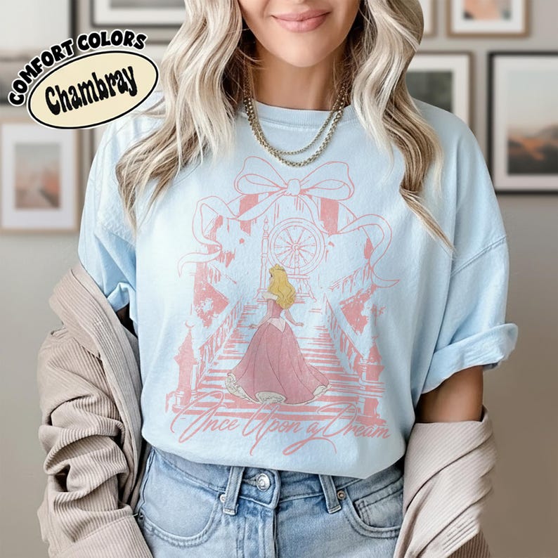 Once Upon A Dream Shirt, Vintage Disney Sleeping Beauty T-Shirt, Princess Aurora Coquette Tee, Pink Disney Princess Shirt, Disney Trip Shirt image 6