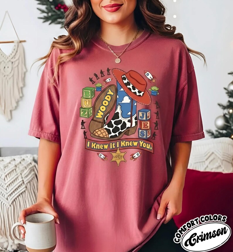 Vintage I Knew It I Knew You Comfort Color Shirt, TS and Toy Story 5 Friendship Shirt, Jessie Cowboy Tee, Disneyland Toy Story Shirt Crimson-Comfort