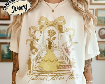 Vintagesaga lika gammal som tiden-tröja, Disney Skönheten och odjuret-tröja, Belle Princess-tröja, Var vår gäst-tröja, Disney Girl Trip-tröja