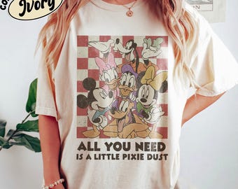 Chemise rétro Mickey & Co 1928 couleurs confort, chemise famille Mickey et ses amis, chemise voyage Disney, t-shirt Disneyland, chemise Walt Disneyworld