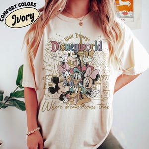 Vintage Walt Disney Disneyworld Est 1971-skjorta, Disneyworld-skjorta, Disney-familjesemester 2026-skjorta, Disney-resa-tröja, Disney-gruppskjorta Ivory-Comfort