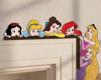 Custom Disney Princess Door Topper, Disney Princess Door Corner Sign, Wooden Nursery Door Decor, Peekaboo Disney Wall Decor