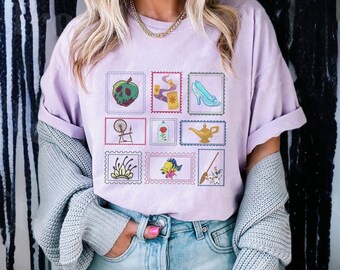 Comfort Colors Disney Princess Stamp Shirt, Vintage Disney Princesses Graphic Tee, Watercolor Princess Shirt, Disneyworld Princess