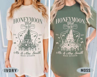 Personalized Disney Honeymoon Club Shirt, Mr Mrs Disneyland Shirt, Just Married Disney Shirt, Disney Couple Shirt, Disney Engagement Shirt