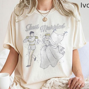 Disney Just Married Shirt, Cinderella Couple Shirt, Disney Bachelorette Comfort Colors Shirt, Disney Bridal Party Shirt,Disney Wedding Shirt