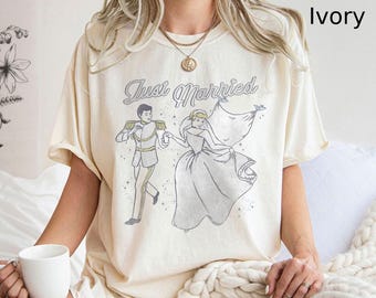 Disney Just Married Shirt, Cinderella Couple Shirt, Disney Bachelorette Comfort Colors Shirt, Disney Bridal Party Shirt,Disney Wedding Shirt