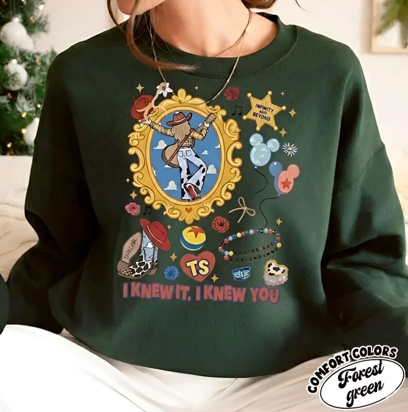Camiseta retro de Toy Story 5 de Pixar con colores cómodos, camiseta "Lo sabía, te conocía", camiseta vintage de Jessie vaquera, camiseta a juego de Toy Story 5 Forest green