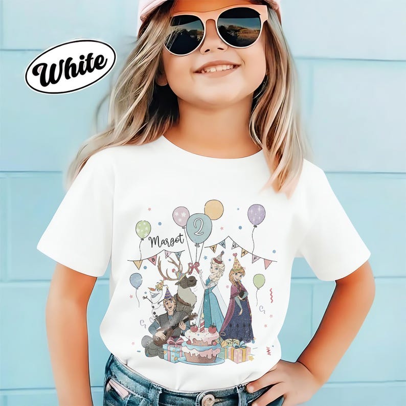 Camiseta de cumpleaños personalizada de Disney, camiseta de cumpleaños de Frozen de Disney, camiseta infantil de Disney, camiseta familiar a juego de Disney, camiseta de Elsa, Anna y Olaf de Disney. imagen 3
