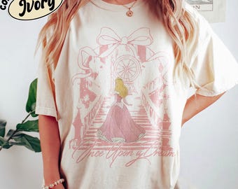 En gång i en dröm-tröja, vintage Disney Törnrosa-tröja, prinsessan Aurora Coquette-tröja, rosa Disney-prinsessta-tröja, Disney-resetröja