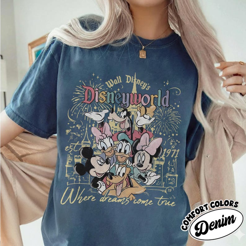 Vintage Walt Disney Disneyworld Est 1971-skjorta, Disneyworld-skjorta, Disney-familjesemester 2026-skjorta, Disney-resa-tröja, Disney-gruppskjorta bild 8