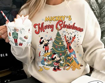 Vintage Mickey's Merry Christmas Sweatshirt, Disney Mickey Mouse And Friends Christmas Tee, Disney  Christmas Party Shirt, Disney Family Tee