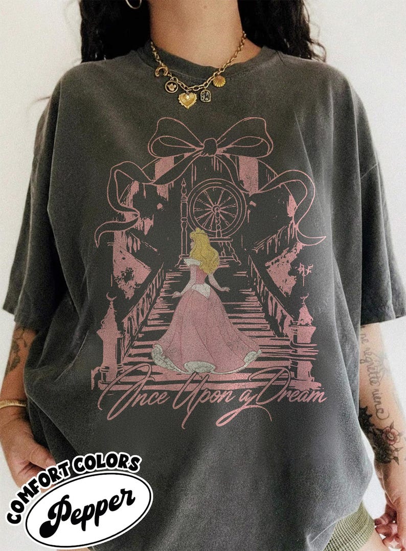 Once Upon A Dream Shirt, Vintage Disney Sleeping Beauty T-Shirt, Princess Aurora Coquette Tee, Pink Disney Princess Shirt, Disney Trip Shirt image 11