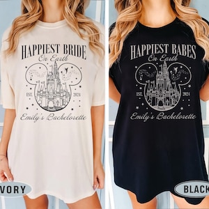 Happiest Bride On Earth T-Shirt, Disney Bride Shirt, Disney Bachelorette Party 2025, Disneyland Bachelorette,Retro Honeymoon Vacation Shirts