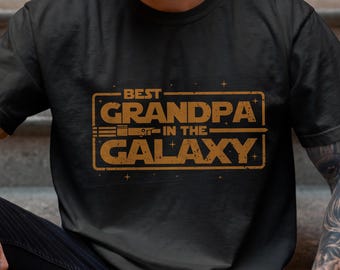 Custom Best Grandpa in The Galaxy Shirt, Star War Grandpa Shirt, Fathers Day Gift for Dad Grandpa