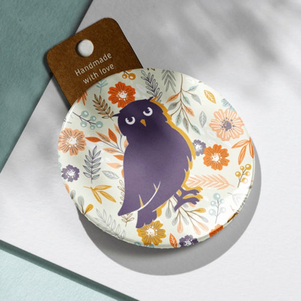 Chouette violette - Badge et Magnet 58 mm