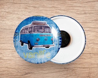 Vanlife en combi - Badge et Magnet 58 mm