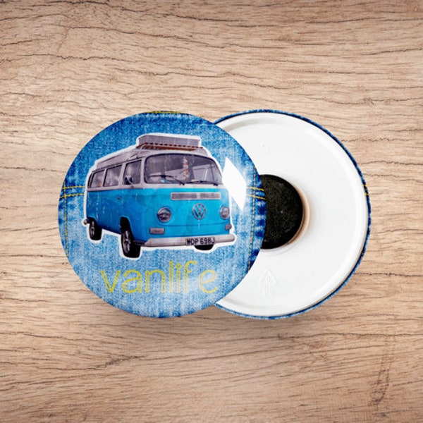 Vanlife en combi - Badge et Magnet 58 mm