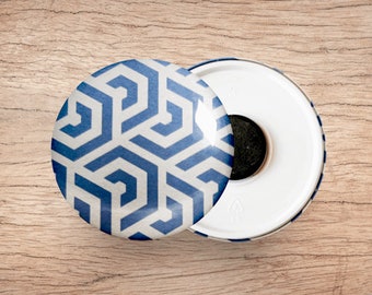 Graphique bleu et blanc - Badge et Magnet 58 mm