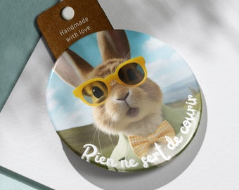 Lapin avec lunettes de soleil - Badge et Magnet 58 mm