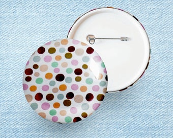 Blanc à pois colorés - Badge et Magnet 58 mm