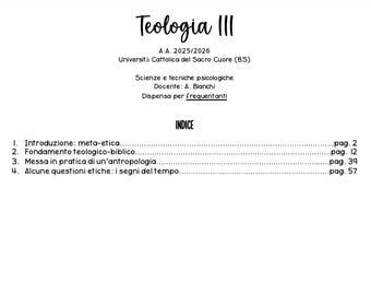 Complete Notes on Theology III, Academic Year 2025/2026 (A. Bianchi)