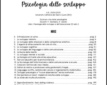 Complete Notes on Developmental Psychology, Academic Year 2024/2025 (F. Giordano, P. Zanchi)