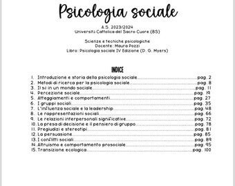 Complete Notes on Social Psychology, Academic Year 2023/2024 (M. Pozzi)