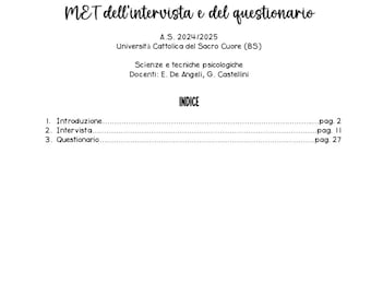 Complete MeT notes from the interview and questionnaire (E. De Angeli, G. Castellini) A.A. 2024/2025