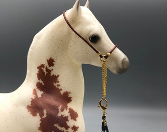 Rolled Leather Arabian Style Halter for Traditional or Classic Sized Model Horses