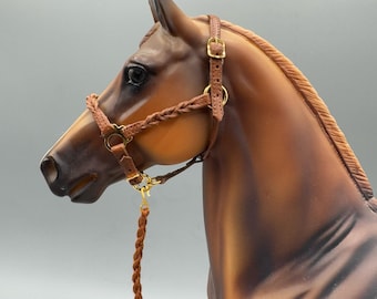 Leather Blood Knot Show Halters for Traditional Sized Model Horses, Several Colors to Choose!