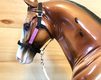 Traditional Size Model Horse Glitter Overlay Halter. Many colors options to choose from!