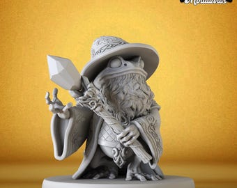 Frog Wizard - DnD Miniature for Tabletop Games - Premium dnd Miniature - Dungeons and Dragons | 28mm - 40mm scale