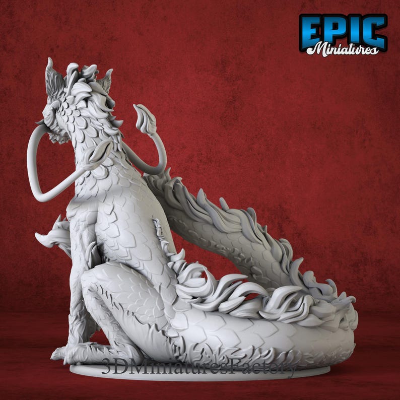 Back angle of cat dragon resin model with detailed scales