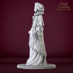 Elegant fantasy woman miniature for tabletop RPGs