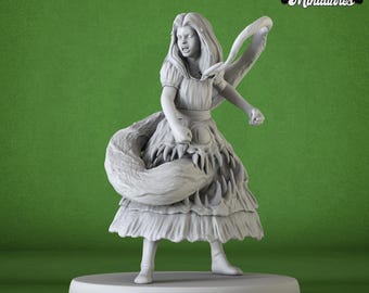 Mimic Girl Angry Miniature | Monster Mimic Attack | 28mm 32mm | UNPAINTED Resin | DnD 5E Pathfinder
