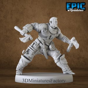 Miniature | Half Orc Adventurer Axes - DnD Miniature for Tabletop Games - Premium dnd Miniature - Dungeons and Dragons - 3D Printed