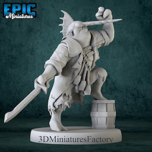 Miniature | Sawhead Pirate Victory - DnD Miniature for Tabletop Games - Premium dnd Miniature - Dungeons and Dragons - 3D Printed