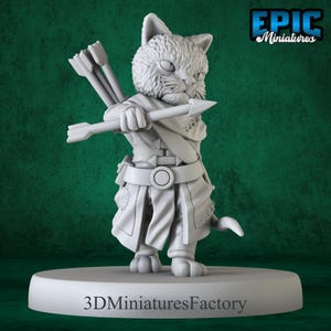 Miniature | Cat Folk Tribe Archer - DnD Miniature for Tabletop Games - Premium dnd Miniature - Dungeons and Dragons - 3D Printed