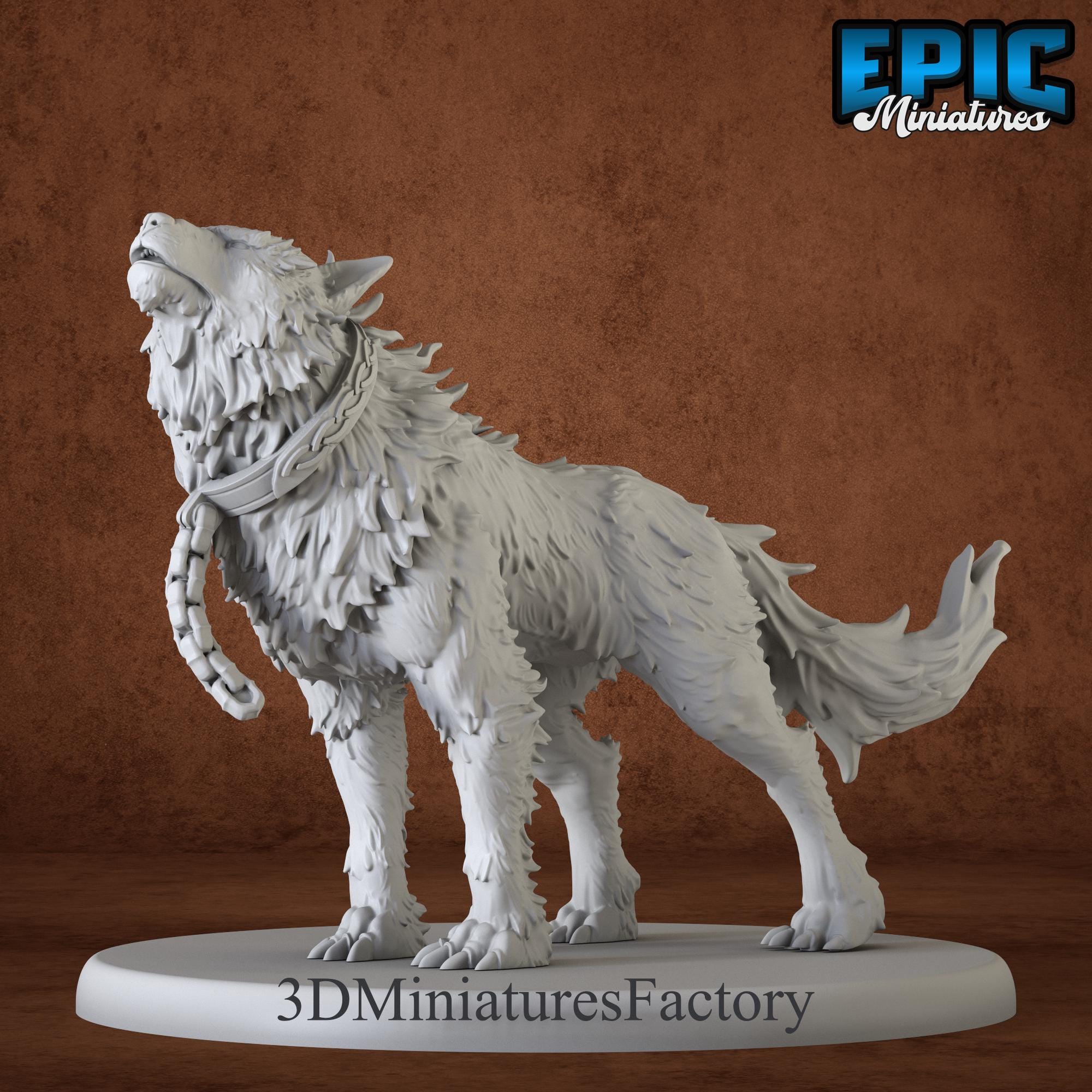 Miniature | Fenrir Wolf Chained - DnD Miniature for Tabletop Games - Premium dnd Miniature - Dungeons and Dragons - 3D Printed