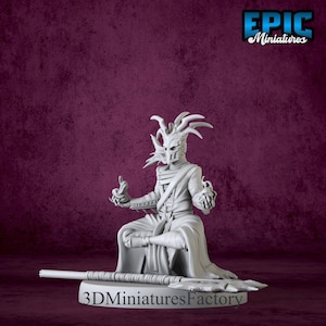 Miniature | High-Warlock Meditate - DnD Miniature for Tabletop Games - Premium dnd Miniature - Dungeons and Dragons - 3D Printed