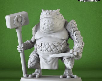 Toad Folk Blacksmith-miniatuur - 3D-geprint harsfiguur voor DnD- en tabletop-RPG's