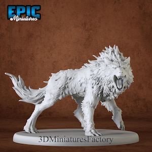 Miniature | Fenrir Wolf Roaring - DnD Miniature for Tabletop Games - Premium dnd Miniature - Dungeons and Dragons - 3D Printed